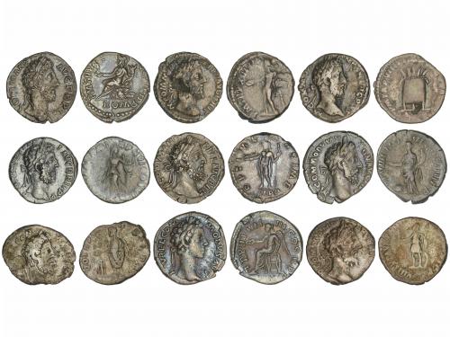 IMPERIO ROMANO. Lote 9 monedas Denario. Acunadas el 180-192 