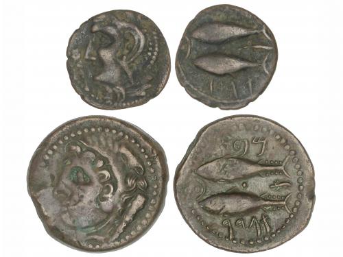 MONEDAS HISPÁNICAS. Lote 2 monedas As y Semis. 100-20 a.C. G