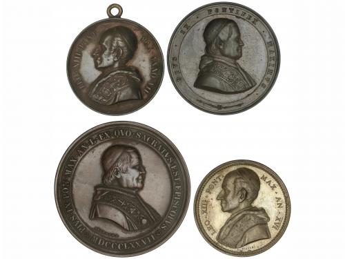 MEDALLAS EXTRANJERAS. Lote 4 medallas papales. 1854 a 1893. 
