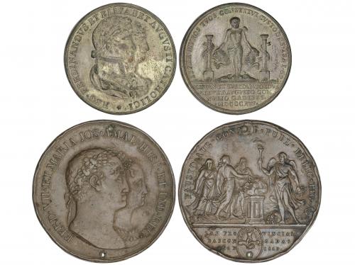 FERNANDO VII. Lote 2 medallas. 1816 y 1819. BODA REAL. Ø 34 