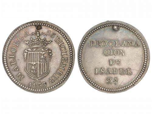 ISABEL II. Medalla Proclamación. 1833. MALLORCA. AR. Ø 22 mm