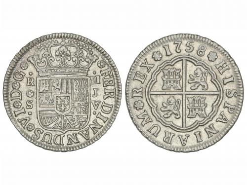FERNANDO VI. 2 Reales. 1758. SEVILLA. J.V. 5,9 grs. AC-343. 