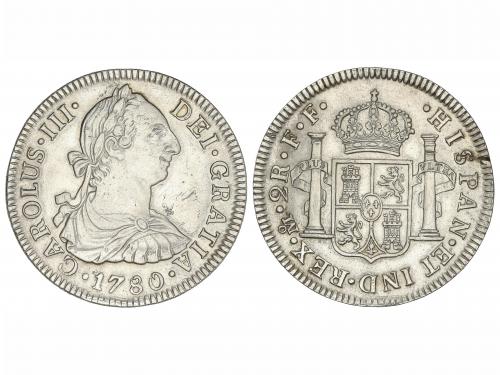 CARLOS III. 2 Reales. 1780. MEXICO. F.F. 6,66 grs. (Limpiada