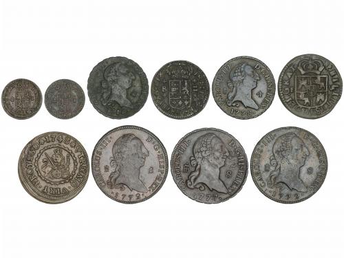 LOTES y COLECCIONES. Lote 10 monedas. 1711 a 1785. FELIPE V,
