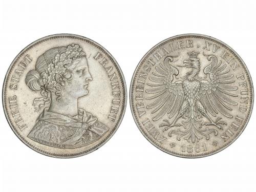 ESTADOS ALEMANES. 2 Thalers (3 1/2 Gulden). 1861. FRANKFURT.