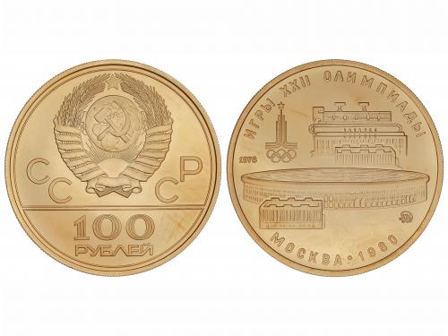 RUSIA. 100 Roubles. 1978. MOSCOW. 17,28 grs. AU. Olimpiada M