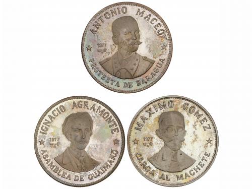 CUBA. Lote 3 monedas 20 pesos. 1977. AR. Máximo Gomez, Ignac
