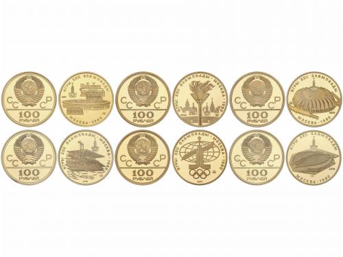 RUSIA. Serie 6 monedas 100 Roubles. 1977 a 1980. LENINGRAD y