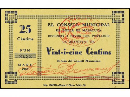 CATALUNYA. 25 Cèntims. Març 1937. C.M. de POBLA DE MASALUCA.