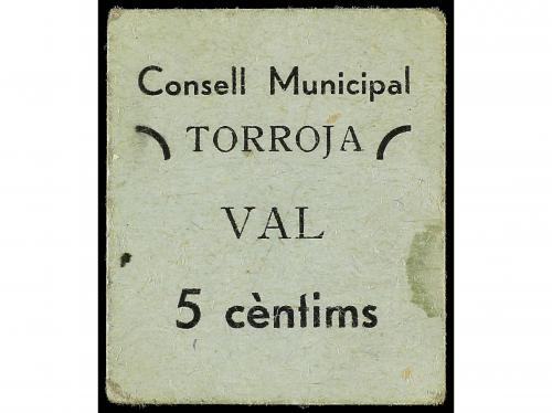 CATALUNYA. 5 Cèntims. C.M. TORROJA. Cartón. (Mancha). MUY RA