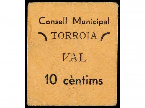CATALUNYA. 10 Cèntims. C.M. TORROJA. Cartón. MUY RARO. AT-25