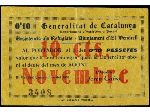 CATALUNYA. 10 Cèntims. Novembre 1937. Aj. d´ EL VENDRELL. AS