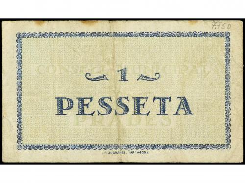 CATALUNYA. Serie 3 billetes 25 y 50 Cèntims y 1 Pesseta. 1er