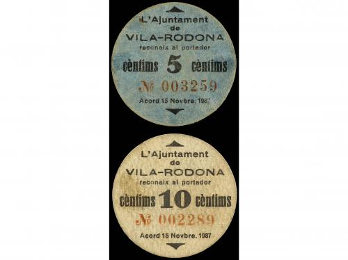 CATALUNYA. Lote 2 billetes 5 y 10 Cèntims. 15 Novembre 1937.
