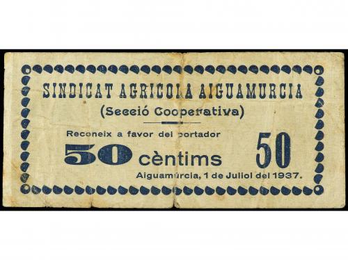 CATALUNYA. 50 Cèntims. 1 Juliol 1937. SINDICAT AGRÍCOLA AIGU