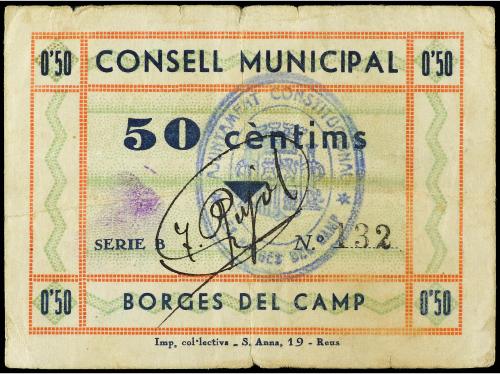 CATALUNYA. 50 Cèntims. C.M. de BORGES DEL CAMP. (Roturas). M