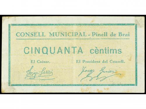 CATALUNYA. 50 Cèntims. C.M. de PINELL DE BRAI. (Manchitas). 