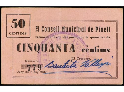 CATALUNYA. 50 Cèntims. Juny 1937. C.M. de PINELL. Cartón. MU