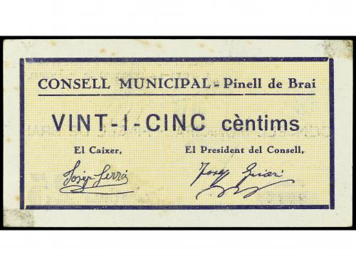 CATALUNYA. 25 Cèntims. C.M. de PINELL DE BRAI. (Manchitas). 