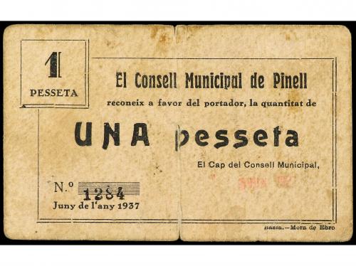CATALUNYA. 1 Pesseta. Juny 1937. C.M. de PINELL. Cartón. (Ro