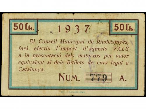 CATALUNYA. 50 Cèntims. 22 Abril 1937. C.M. de RIUDECANYES. 1