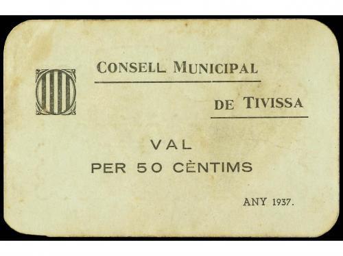 CATALUNYA. 50 Cèntims. 1937. C.M. de TIVISSA. Cartulina. (Al