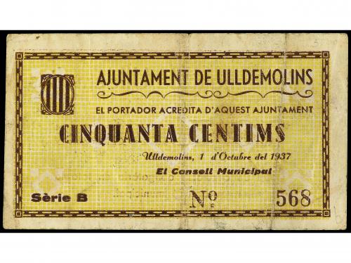 CATALUNYA. 50 Cèntims. 1 Octubre 1937. Aj. d´ ULLDEMOLINS. R