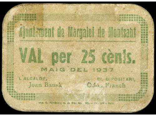 CATALUNYA. 25 Cèntims. Maig 1937. Aj. de MARGALEF DE MONTSAN