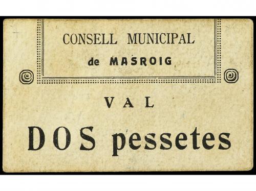 CATALUNYA. 2 Pessetes. C.M. de MASROIG. Cartón. RARO. AT-147
