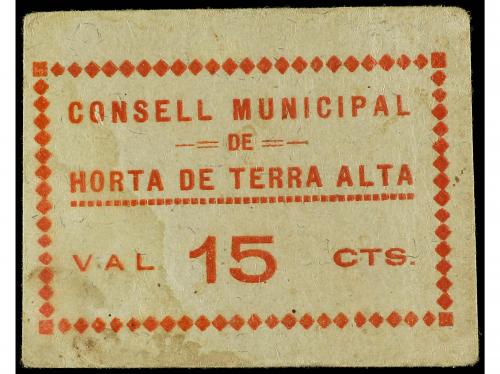 CATALUNYA. 15 Cèntims. C.M. d&#39; HORTA DE TERRA ALTA. Cartón. 