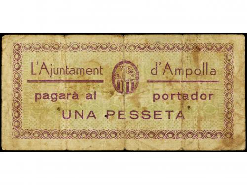 CATALUNYA. Serie 3 billetes 50 Cèntims, 1 y 2 Pessetes. Sete