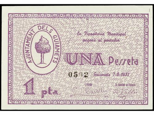 CATALUNYA. Serie 3 billetes 25 y 50 Cèntims y 1 Pesseta. 7 A