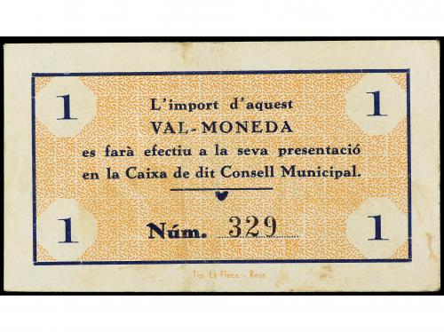 CATALUNYA. 1 Pesseta. Juny 1937. C.M. de LA FEBRÓ. Sin sello