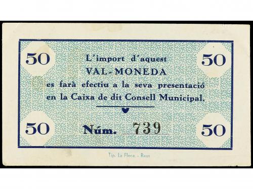 CATALUNYA. 50 Cèntims. Juny 1937. C.M. de LA FEBRÓ. MUY ESCA