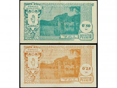 CATALUNYA. Lote 2 billetes 25 y 50 Cèntims. 24 Juny 1937. C.