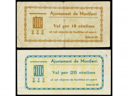CATALUNYA. Serie 4 billetes 10, 25 y 50 Cèntims y 1 Pesseta.
