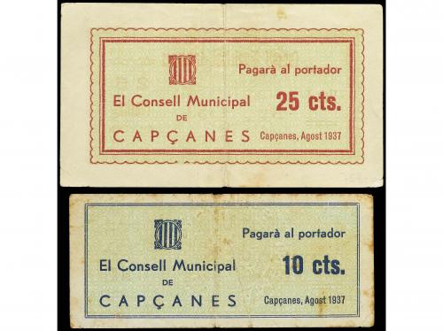 CATALUNYA. Lote 2 Billetes 10 y 25 Cèntims. Agost 1937. C.M.