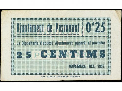 CATALUNYA. 25 Cèntims. Novembre 1937. Aj. de PASSANANT. Sin 