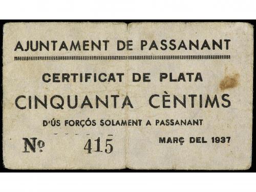 CATALUNYA. 50 Cèntims. Març 1937. Aj. de PASSANANT. Sin sell