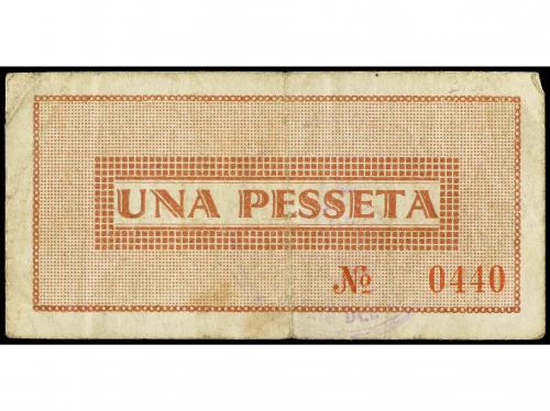 CATALUNYA. Lote 5 billetes 25 y 50 (2) Cèntims y 1 Pesseta (