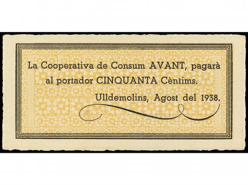 CATALUNYA. 50 Cèntims. Agost 1938. COOPERATIVA DE CONSUM AVA