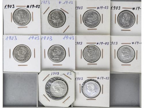 ALFONSO XIII. Lote 10 monedas 1 Peseta. 1903 (*19-03). S.M.-