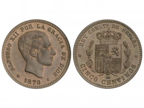 ALFONSO XII. 5 Céntimos. 1879. BARCELONA. O.M. Restos de col