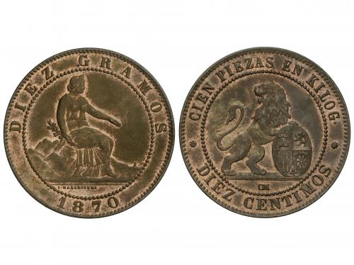 GOB. PROVISIONAL y I REPÚBLICA. 10 Céntimos. 1870. BARCELONA