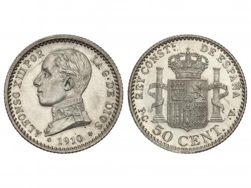 ALFONSO XIII. 50 Céntimos. 1910 (*1-0). P.C.-V. Brillo origi