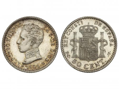 ALFONSO XIII. 50 Céntimos. 1904 (*1-0). P.C.-V. Pátina y bri