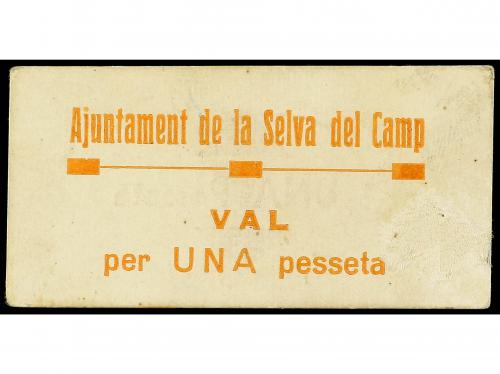 CATALUNYA. 1 Pesseta. Aj. de SELVA DEL CAMP. Cartón. RARO. A