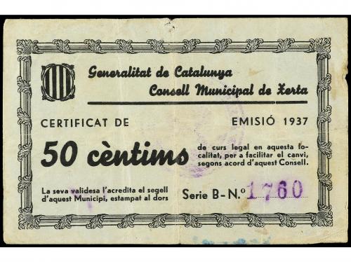 CATALUNYA. 50 Cèntims. 1937. C.M. de XERTA. (Leves roturas).