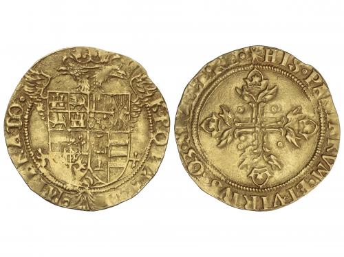 CARLOS I. Escudo. S/F (1535). BARCELONA. 3,26 grs. AU. Punto