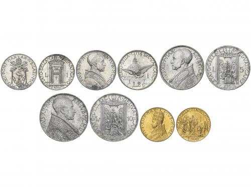 VATICANO. Serie 5 monedas 1, 2, 5, 10 y 100 Lire. 1950. PIO 